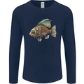 Steampunk Fish 1 Mens Long Sleeve T-Shirt Navy Blue