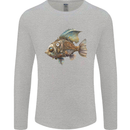 Steampunk Fish 1 Mens Long Sleeve T-Shirt Sports Grey