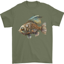 Steampunk Fish 1 Mens T-Shirt 100% Cotton Military Green