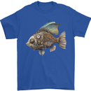 Steampunk Fish 1 Mens T-Shirt 100% Cotton Royal Blue