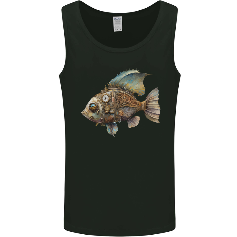 Steampunk Fish 1 Mens Vest Tank Top Black