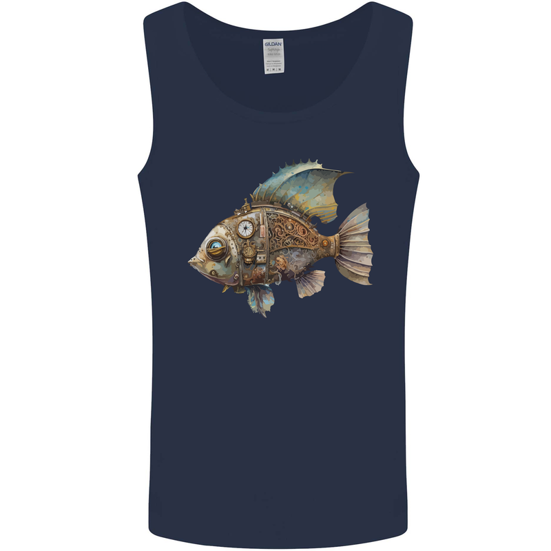 Steampunk Fish 1 Mens Vest Tank Top Navy Blue