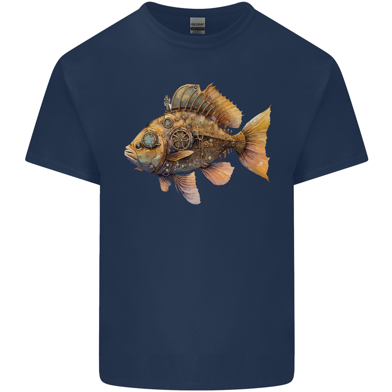 Steampunk Fish 2 Kids T-Shirt Childrens Navy Blue