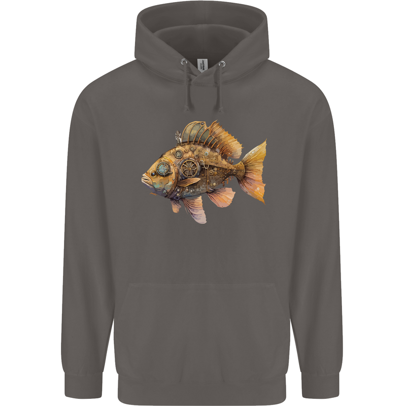 Steampunk Fish 2 Mens 80% Cotton Hoodie Charcoal