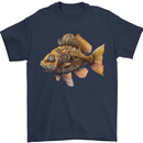 Steampunk Fish 2 Mens T-Shirt 100% Cotton Navy Blue