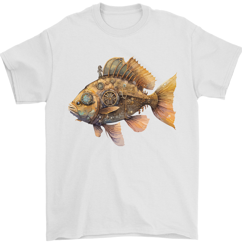 Steampunk Fish 2 Mens T-Shirt 100% Cotton White