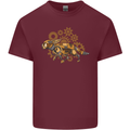 Steampunk Fox Mens Cotton T-Shirt Tee Top Maroon