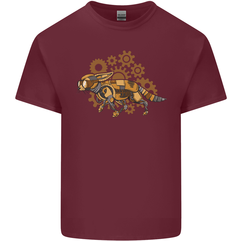 Steampunk Fox Mens Cotton T-Shirt Tee Top Maroon