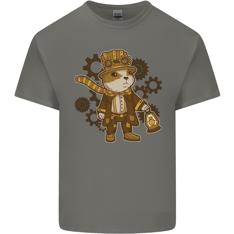 Steampunk Hamster Mens Cotton T-Shirt Tee Top Charcoal