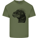 Steampunk Iguana Mens Cotton T-Shirt Tee Top Military Green