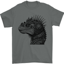 Steampunk Iguana Mens T-Shirt 100% Cotton Charcoal