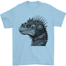Steampunk Iguana Mens T-Shirt 100% Cotton Light Blue