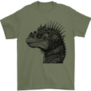 Steampunk Iguana Mens T-Shirt 100% Cotton Military Green
