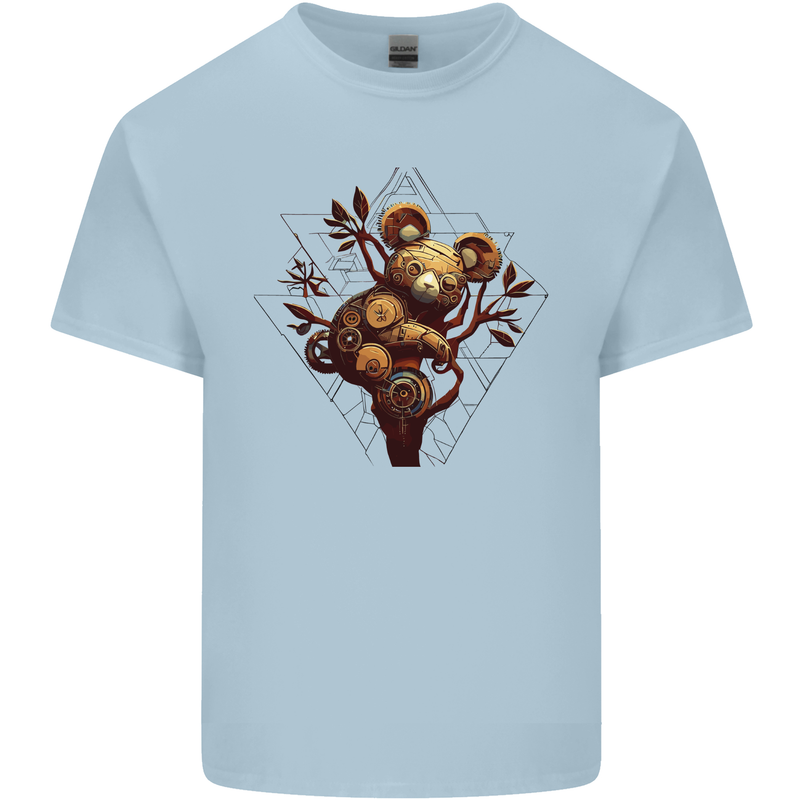 Steampunk Koala Bear Mens Cotton T-Shirt Tee Top Light Blue