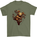 Steampunk Koala Bear Mens T-Shirt 100% Cotton Military Green