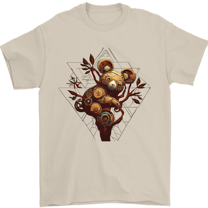 Steampunk Koala Bear Mens T-Shirt 100% Cotton Sand