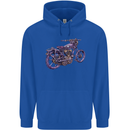Steampunk Motorbike Motorcycle Biker Mens 80% Cotton Hoodie Royal Blue