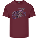 Steampunk Motorbike Motorcycle Biker Mens Cotton T-Shirt Tee Top Maroon