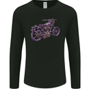 Steampunk Motorbike Motorcycle Biker Mens Long Sleeve T-Shirt Black