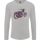 Steampunk Motorbike Motorcycle Biker Mens Long Sleeve T-Shirt Sports Grey
