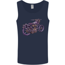 Steampunk Motorbike Motorcycle Biker Mens Vest Tank Top Navy Blue