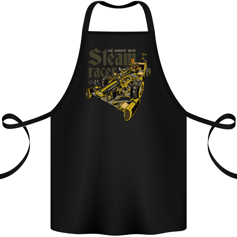 Steampunk Motorsports Racing Car Cotton Apron 100% Organic Black