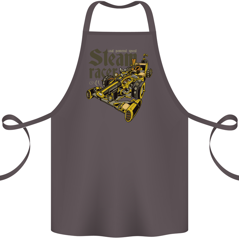 Steampunk Motorsports Racing Car Cotton Apron 100% Organic Dark Grey