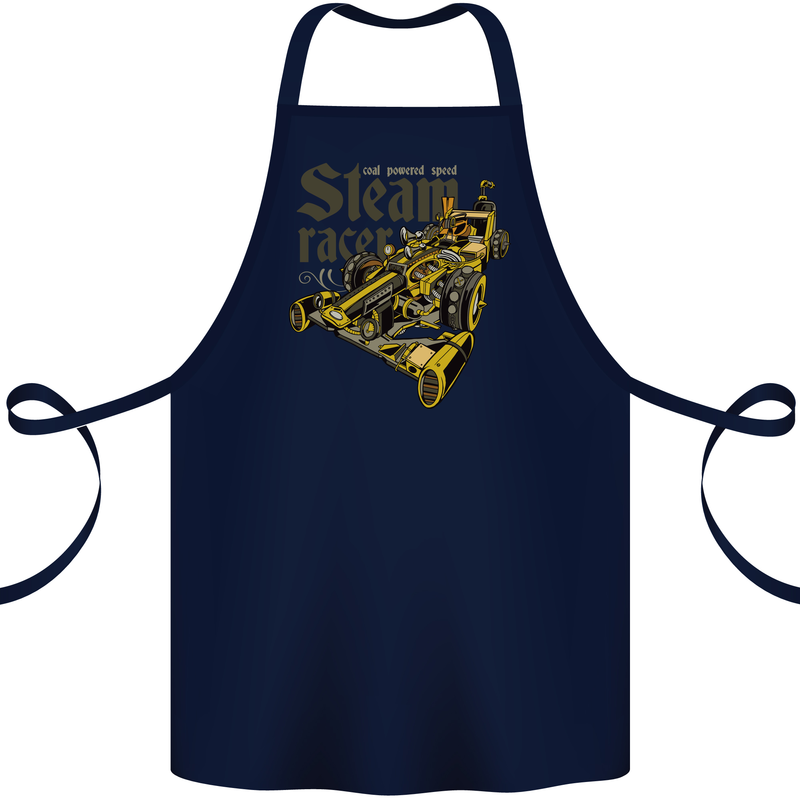 Steampunk Motorsports Racing Car Cotton Apron 100% Organic Navy Blue