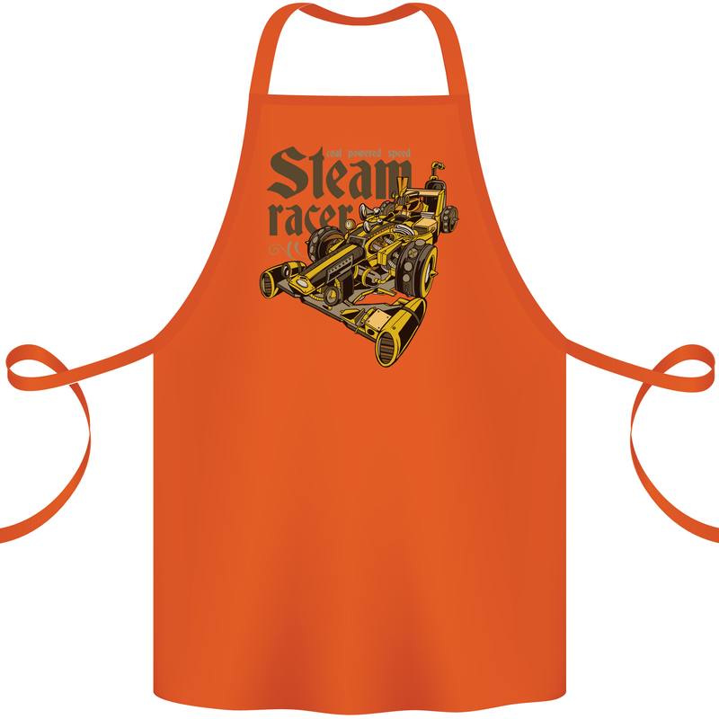 Steampunk Motorsports Racing Car Cotton Apron 100% Organic Orange