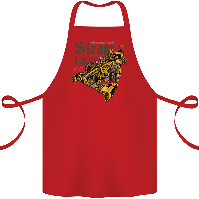 Steampunk Motorsports Racing Car Cotton Apron 100% Organic Red