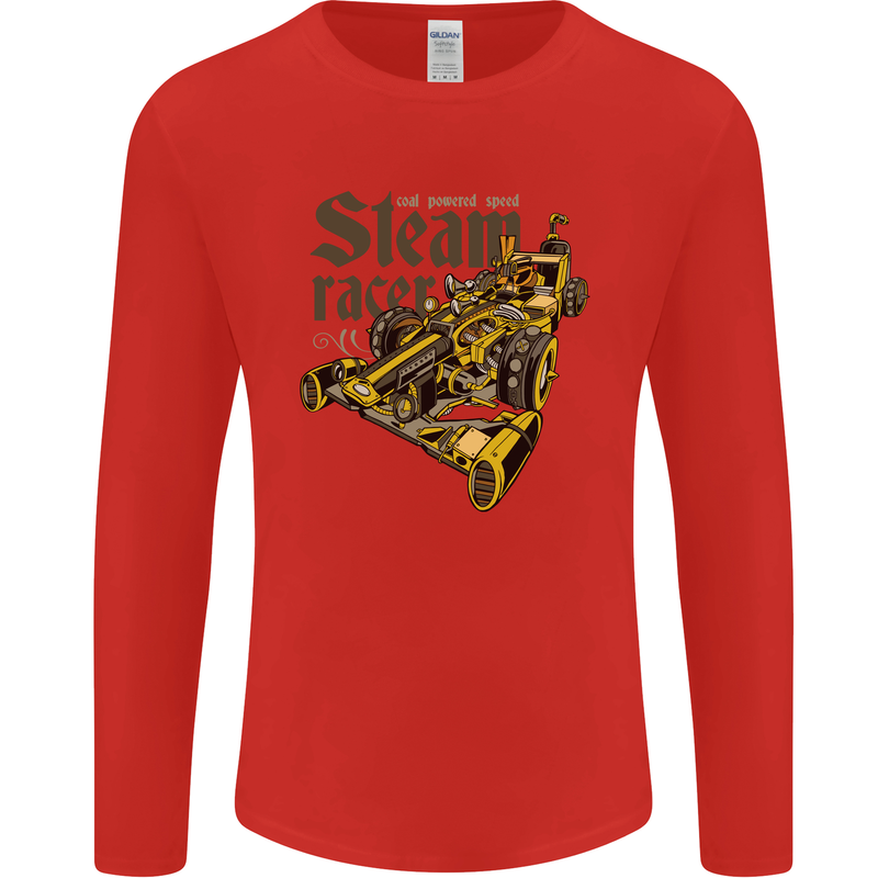 Steampunk Motorsports Racing Car Mens Long Sleeve T-Shirt Red