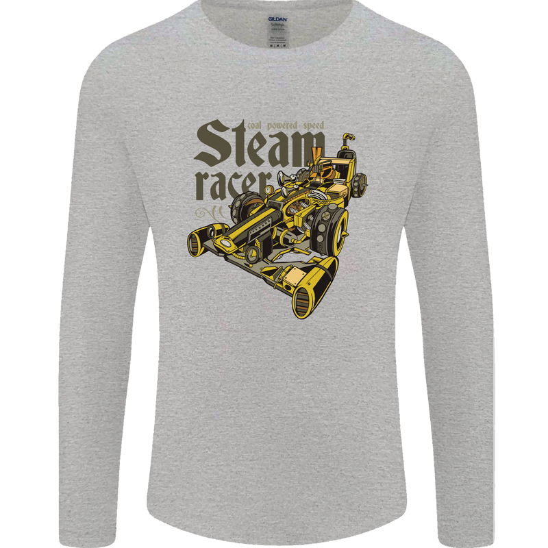 Steampunk Motorsports Racing Car Mens Long Sleeve T-Shirt Sports Grey