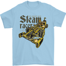 Steampunk Motorsports Racing Car Mens T-Shirt 100% Cotton Light Blue