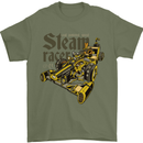 Steampunk Motorsports Racing Car Mens T-Shirt 100% Cotton Military Green