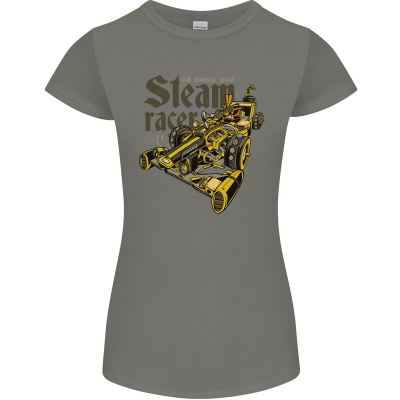 Steampunk Motorsports Racing Car Womens Petite Cut T-Shirt Charcoal
