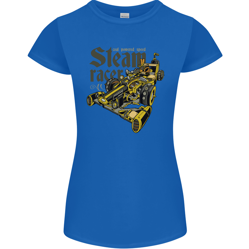 Steampunk Motorsports Racing Car Womens Petite Cut T-Shirt Royal Blue