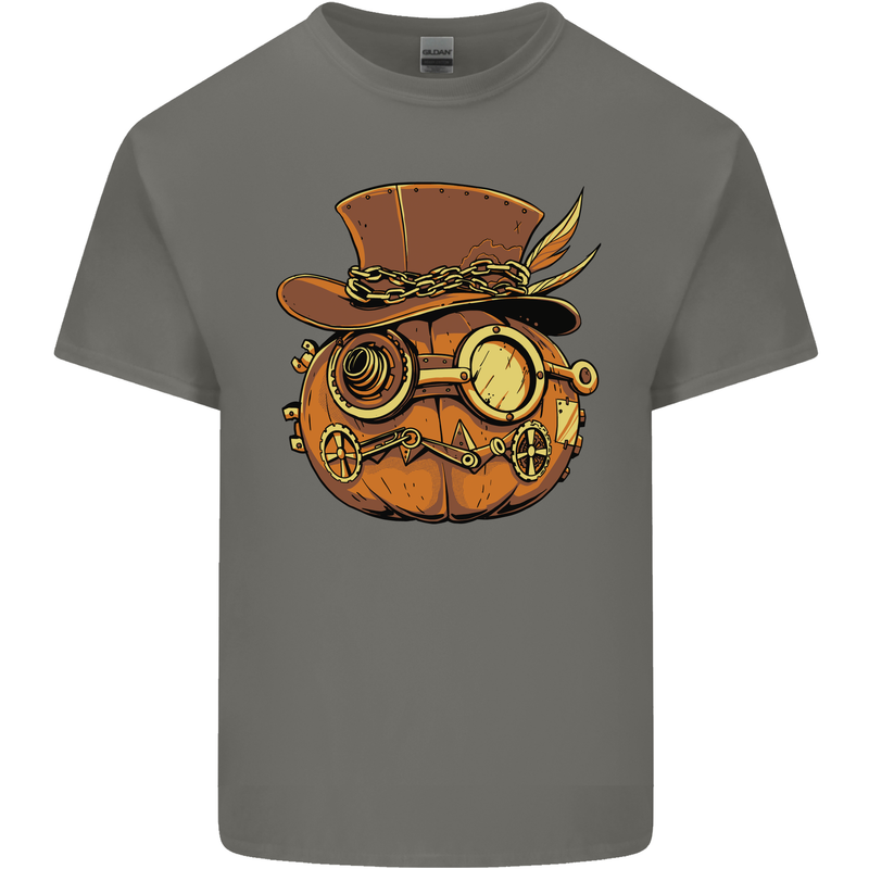 Steampunk Pumpkin Halloween Mens Cotton T-Shirt Tee Top Charcoal