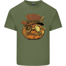 Steampunk Pumpkin Halloween Mens Cotton T-Shirt Tee Top Military Green