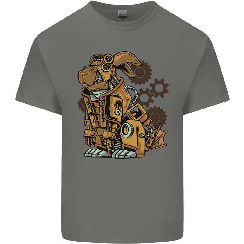 Steampunk Rabbit Mens Cotton T-Shirt Tee Top Charcoal