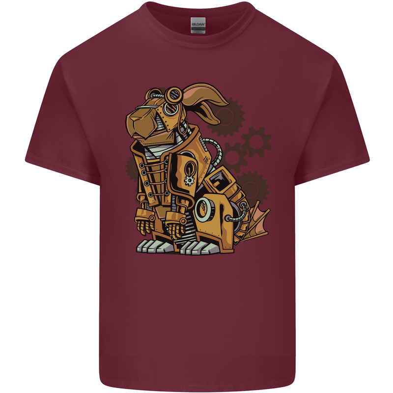 Steampunk Rabbit Mens Cotton T-Shirt Tee Top Maroon