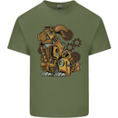 Steampunk Rabbit Mens Cotton T-Shirt Tee Top Military Green