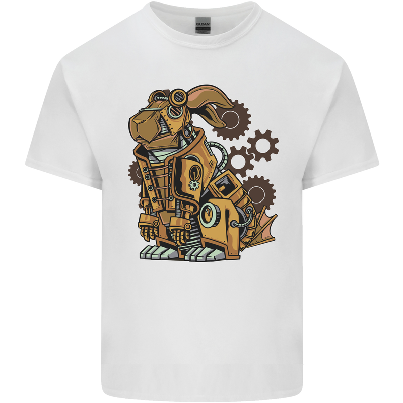 Steampunk Rabbit Mens Cotton T-Shirt Tee Top White