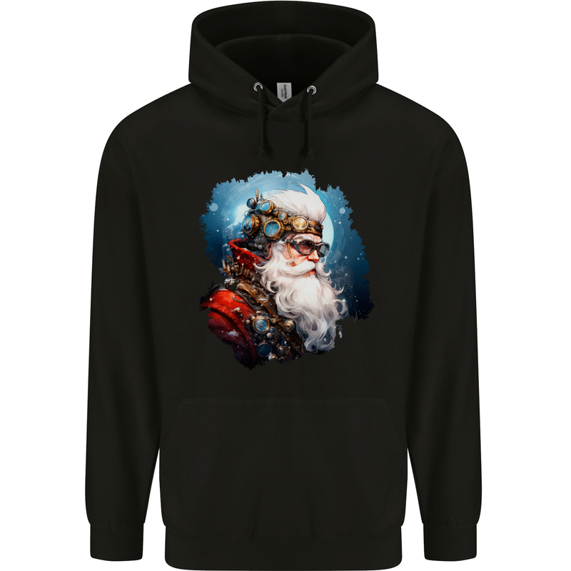Steampunk Santa Claus Christmas Xmas Childrens Kids Hoodie Black