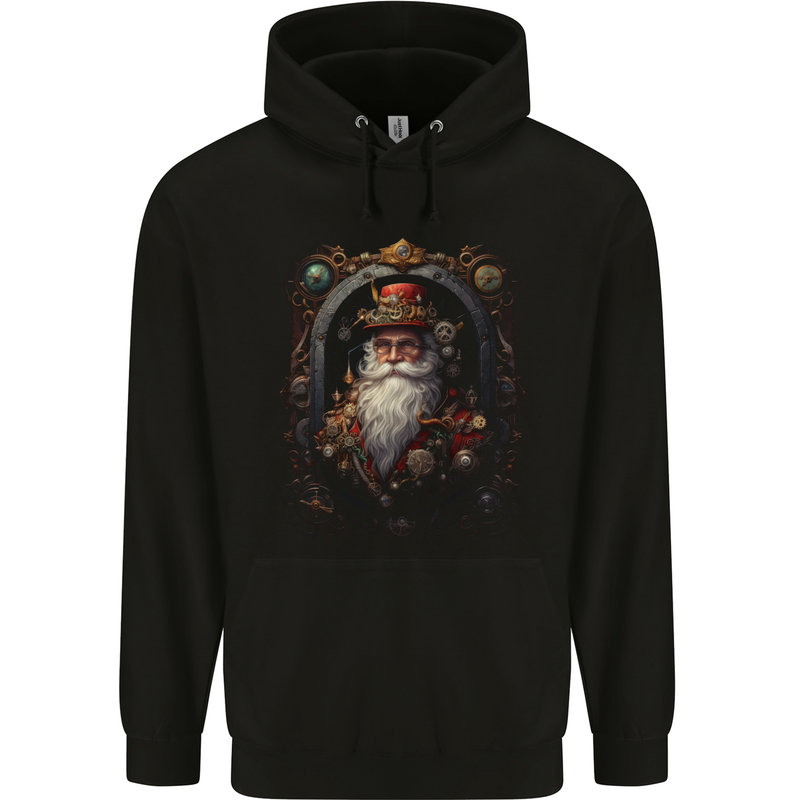 Steampunk Santa Claus Xmas Christmas Mens 80% Cotton Hoodie Black