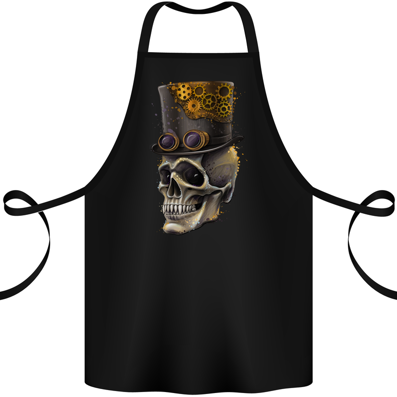 Steampunk Skull Cotton Apron 100% Organic Black