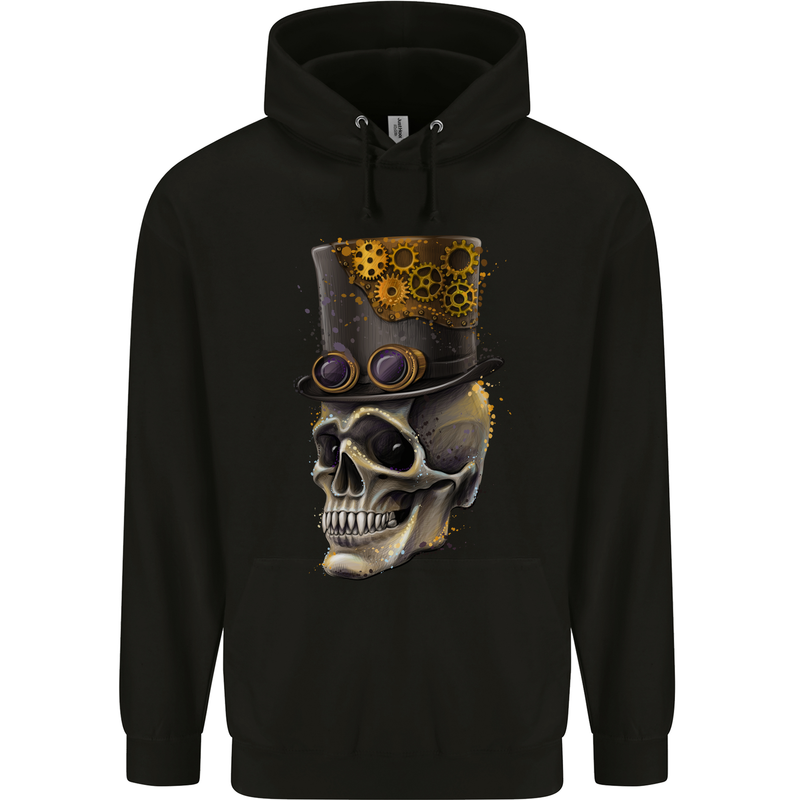 Steampunk Skull Mens 80% Cotton Hoodie Black