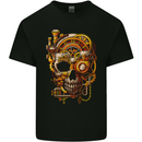Steampunk Skull Mens Cotton T-Shirt Tee Top Black