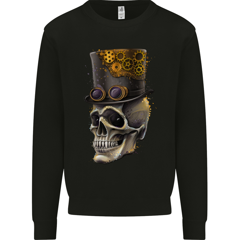 Steampunk Skull Mens Sweatshirt Jumper Black