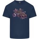 Steampunk Steam Engine Kids T-Shirt Childrens Navy Blue