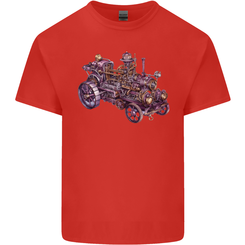 Steampunk Steam Engine Kids T-Shirt Childrens Red